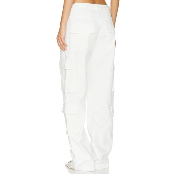 Superdown White Cargo Pants LARGE Baggy Wide Leg Streetwear Revolve $88 NEW - Picture 3 of 9